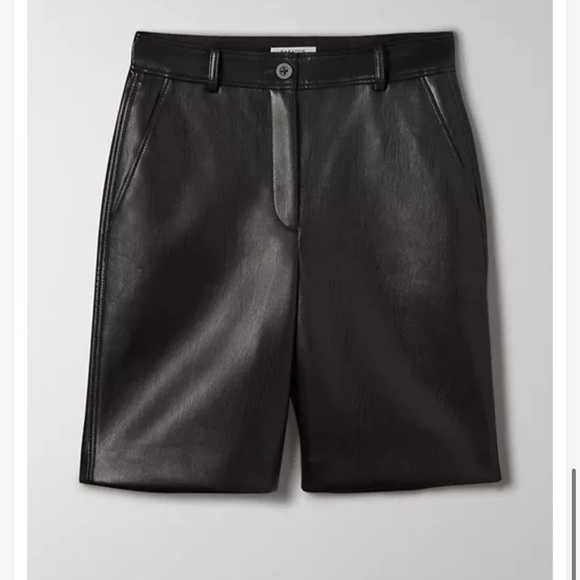 Aritzia Babaton Vegan Leather Black Adrian Bermuda Short Size 0 - Picture 5 of 9